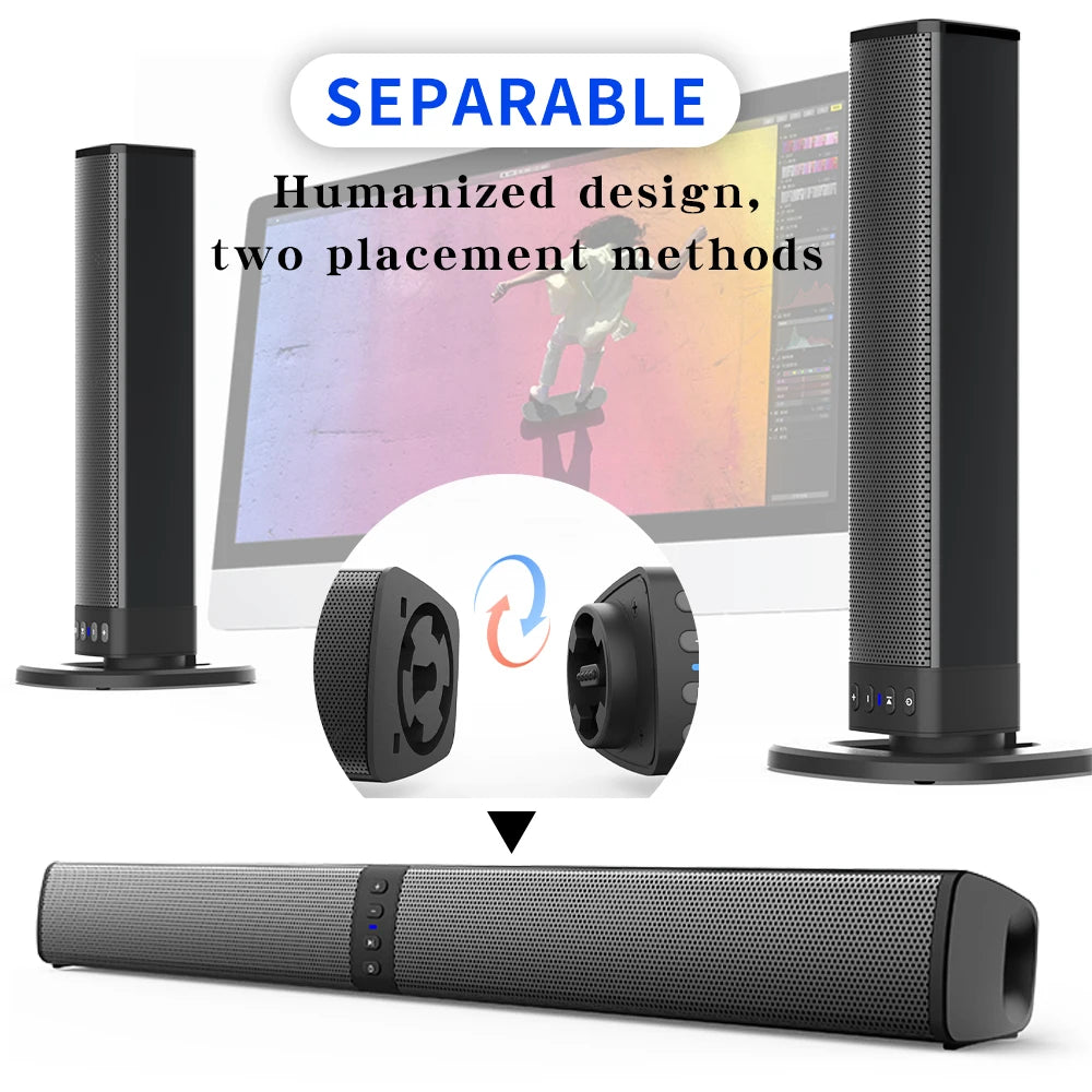 BS-36 Sound bar Wireless Intelligent Speaker with Big Power Battery Capacity Support TV/PC/Phone/MP3/MP4/DVD/TV BOX Audio