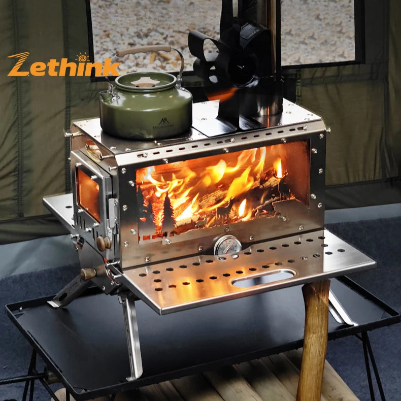 Outdoor Camping Elf Wood Stove Tent 304 Stainless Steel Folding Oven with 10L Boiling Water Capacity