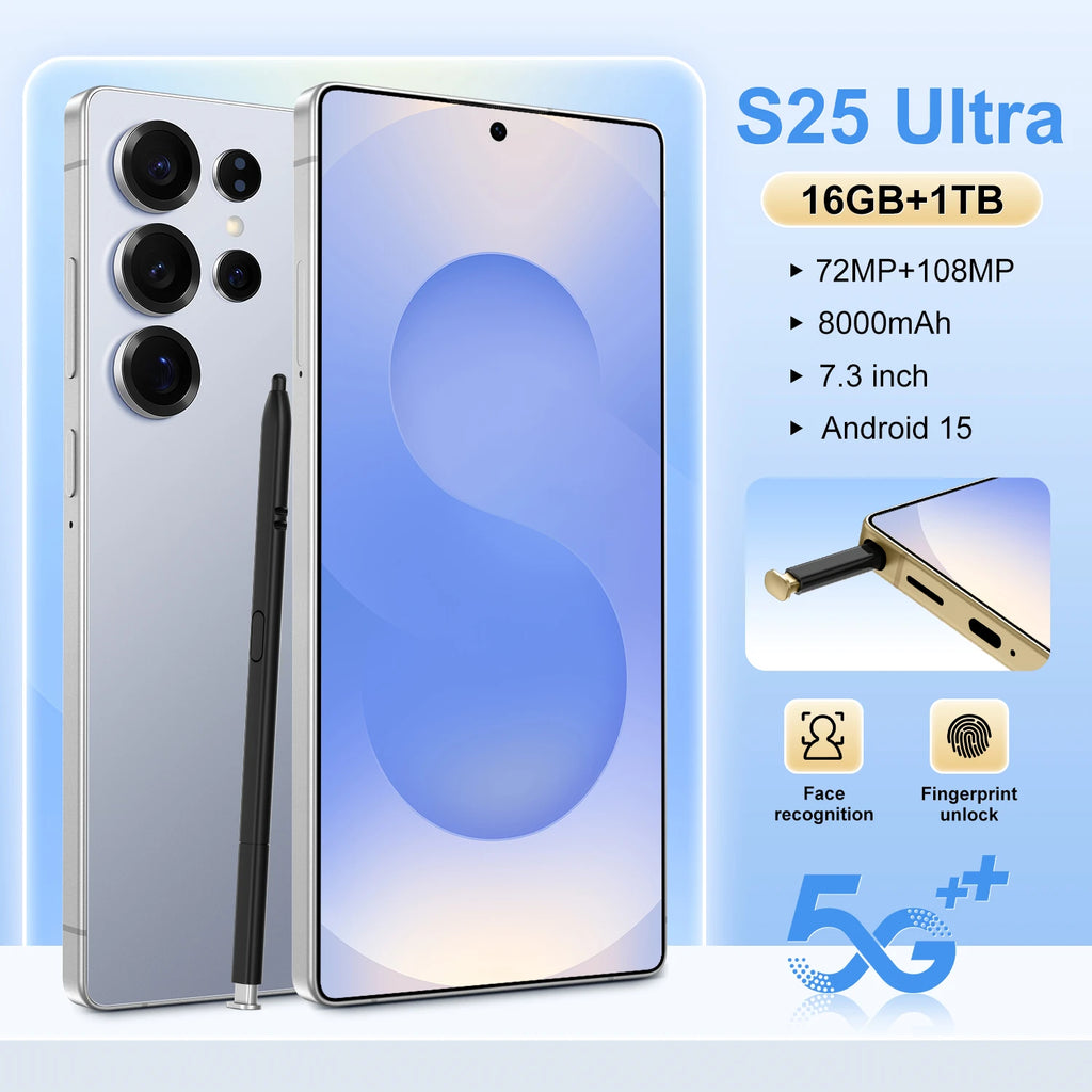 Original 2025 New S25 Ultra 5G Smartphone Dual SIM 16GB+1TB Storage 5G Gaming Phone Unlocked Global Version