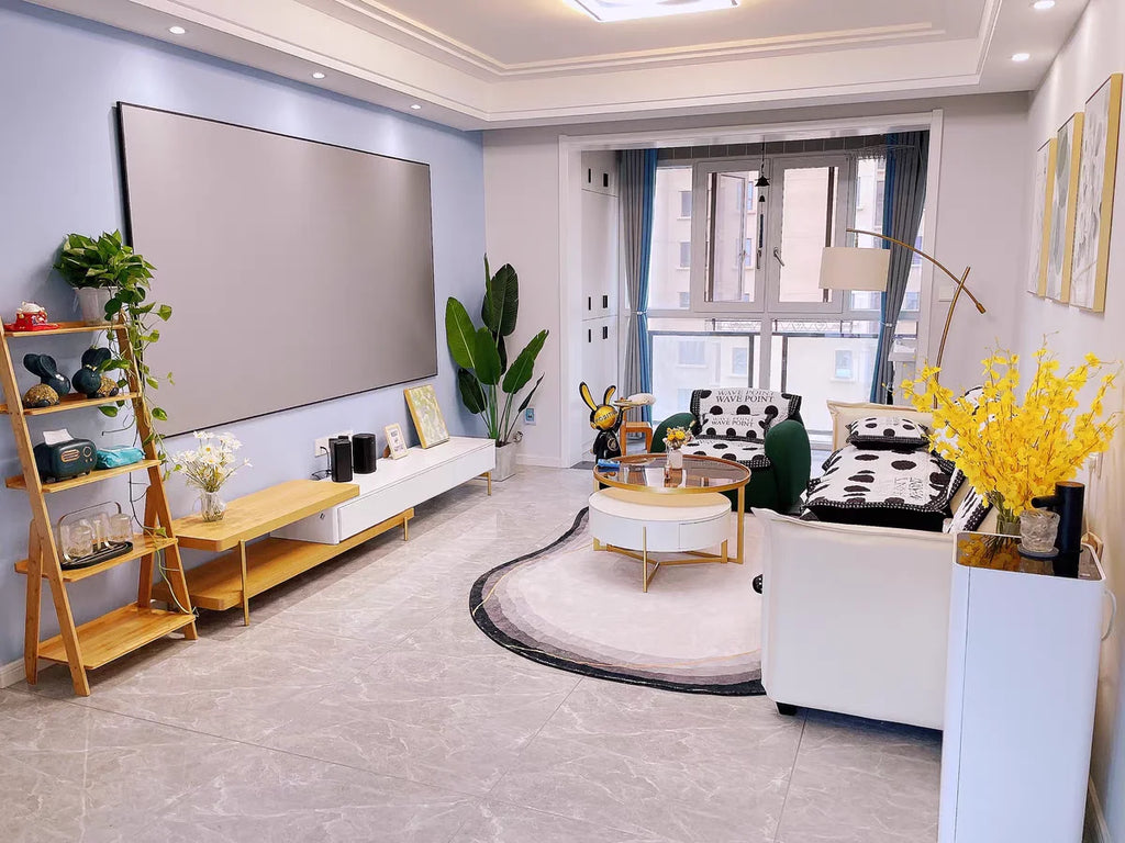 HD 4K PVC Long Throw Fresnel Fixed Frame Projector Screen 100 Inch 16:9 3D ALR Projection Screen Best for Home Theater Cinema