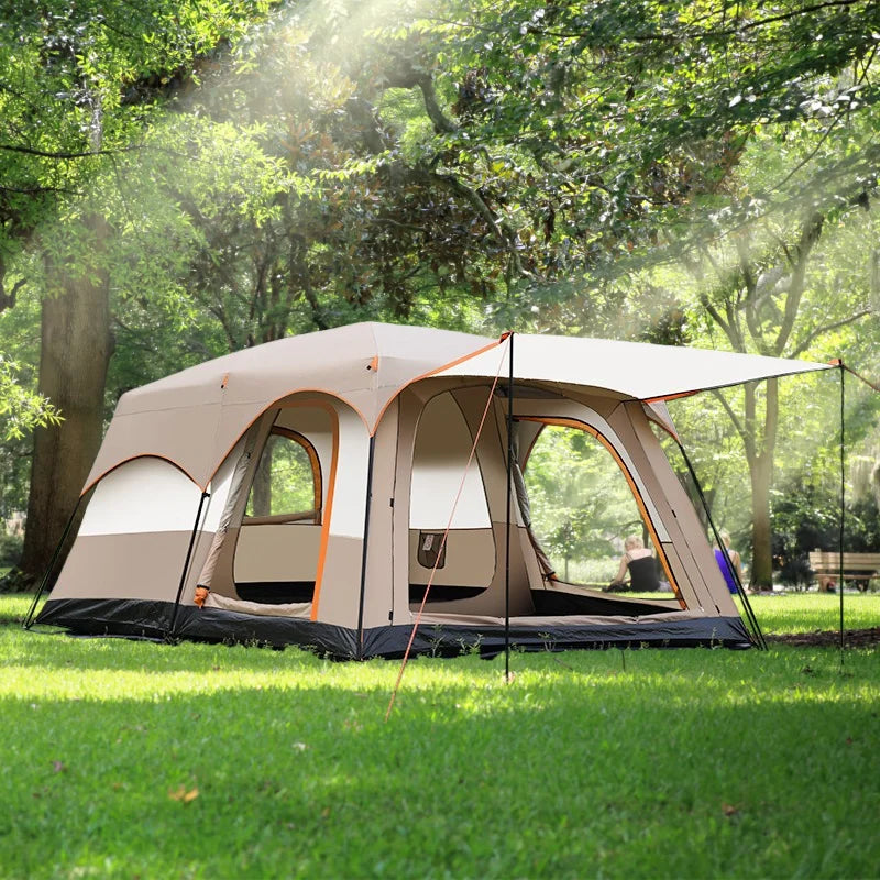 Large Space Waterproof Four-Season Outdoor Camping Tent One Bedroom One Living Room 210D Oxford Iron Frame