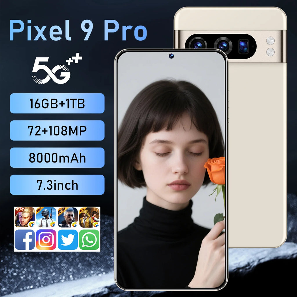 Hicyber P9 Pro Gaming Large Screen Phone with 108MP Camera LTE 16GB+1TB RAM/ROM Android 14 Display Face Recognition & Dual SIM