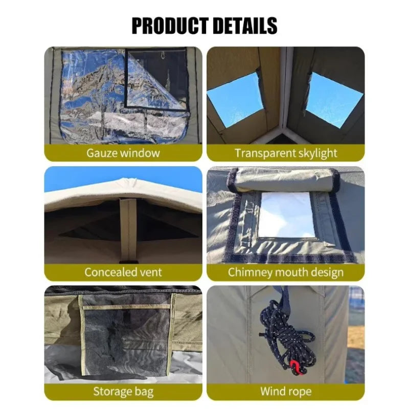 Air Inflatable Tents 12.96 ㎡ Suitable for 6 to 9 Person Large Space Factory Price Waterproof Oxford Camping Inflatable Tent