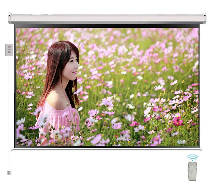 72-Inch Diagonal Electric Projection Screen 4K Resolution 4:3 Aspect Ratio Motorized Remote Control for Home Theater Office Use