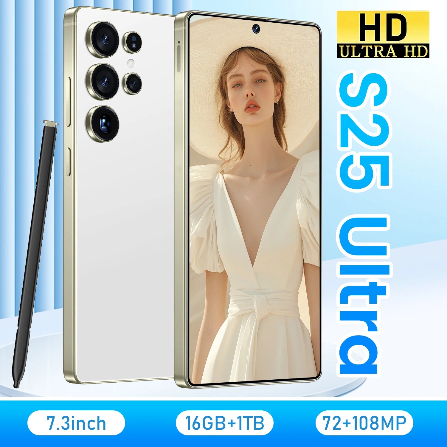 Global Version S25 Ultra 5G Smartphone Android 16 16GB+1TB 7.3 Inch 72+108MP HD Beauty Camera Unlocked Gaming Mobile Phone