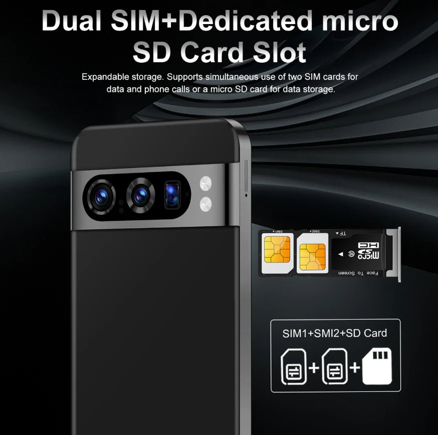 Hicyber P9 Pro Gaming Large Screen Phone with 108MP Camera LTE 16GB+1TB RAM/ROM Android 14 Display Face Recognition & Dual SIM