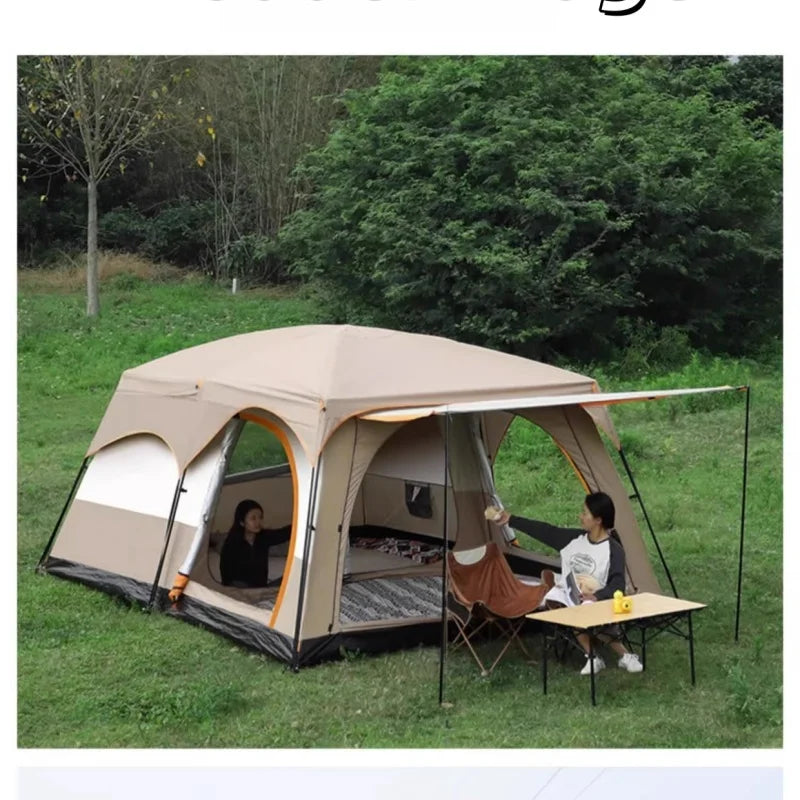 Large Space Waterproof Four-Season Outdoor Camping Tent One Bedroom One Living Room 210D Oxford Iron Frame