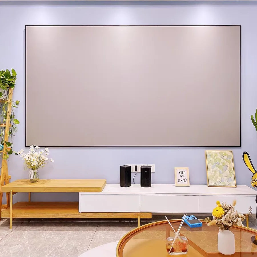 HD 4K PVC Long Throw Fresnel Fixed Frame Projector Screen 100 Inch 16:9 3D ALR Projection Screen Best for Home Theater Cinema