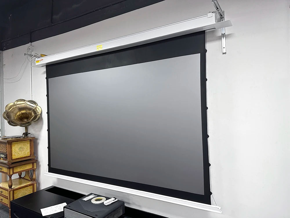 High-end Home Theater Electric Ceiling Screen Hidden Hanging Projector Screen 4k Black Crystal Long ALR 16:9 Motorized