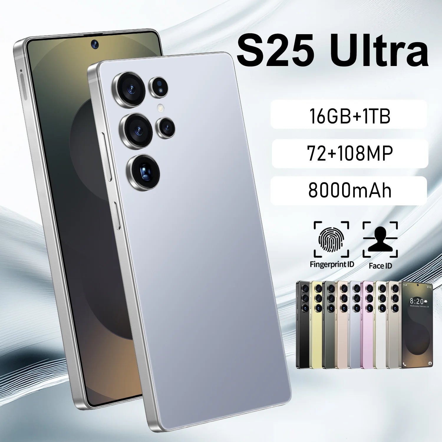 S25 Mint NFC Enabled Smart Phone 120W Dual Sim 512 GB Rom 30x Digital Zoom Quick Charge 108MP Rear Camera 2K HD Gaming-Spanish