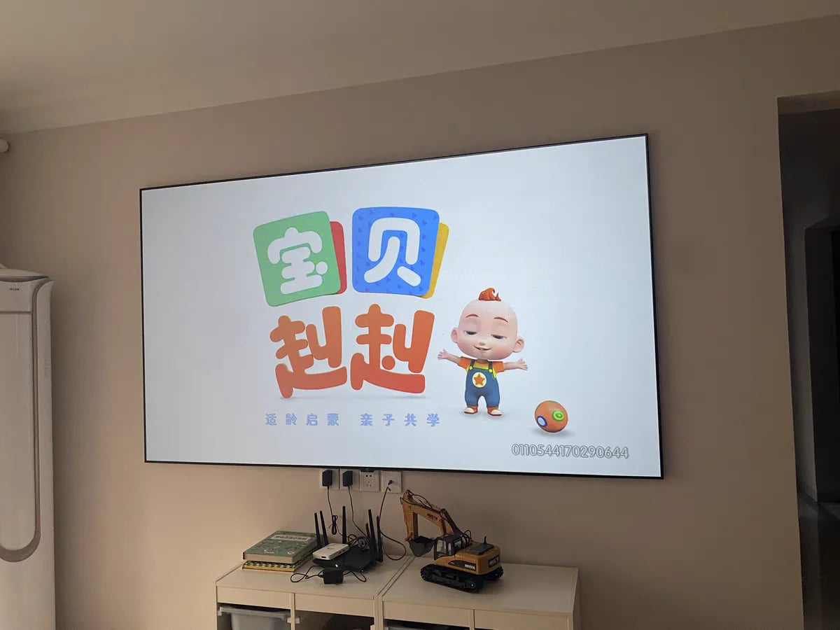 HD 4K PVC Long Throw Fresnel Fixed Frame Projector Screen 100 Inch 16:9 3D ALR Projection Screen Best for Home Theater Cinema