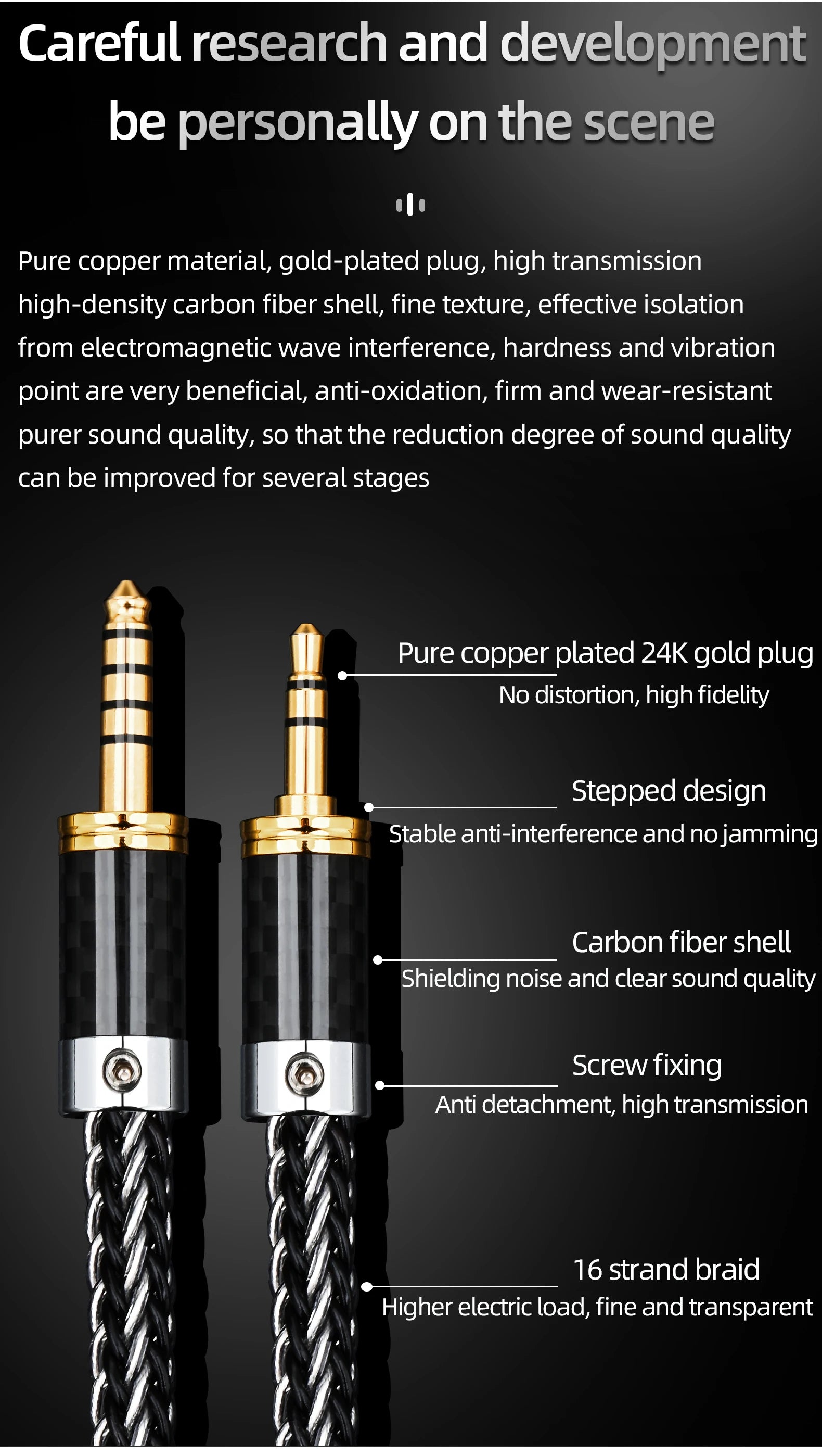 ATAUDIO HiFi 4.4mm to 3.5mm Audio Cable High Quality 16 Shares OCC Sliver Plated 4.4mm to 3.5mm Jack Balance Cable for Amplifier