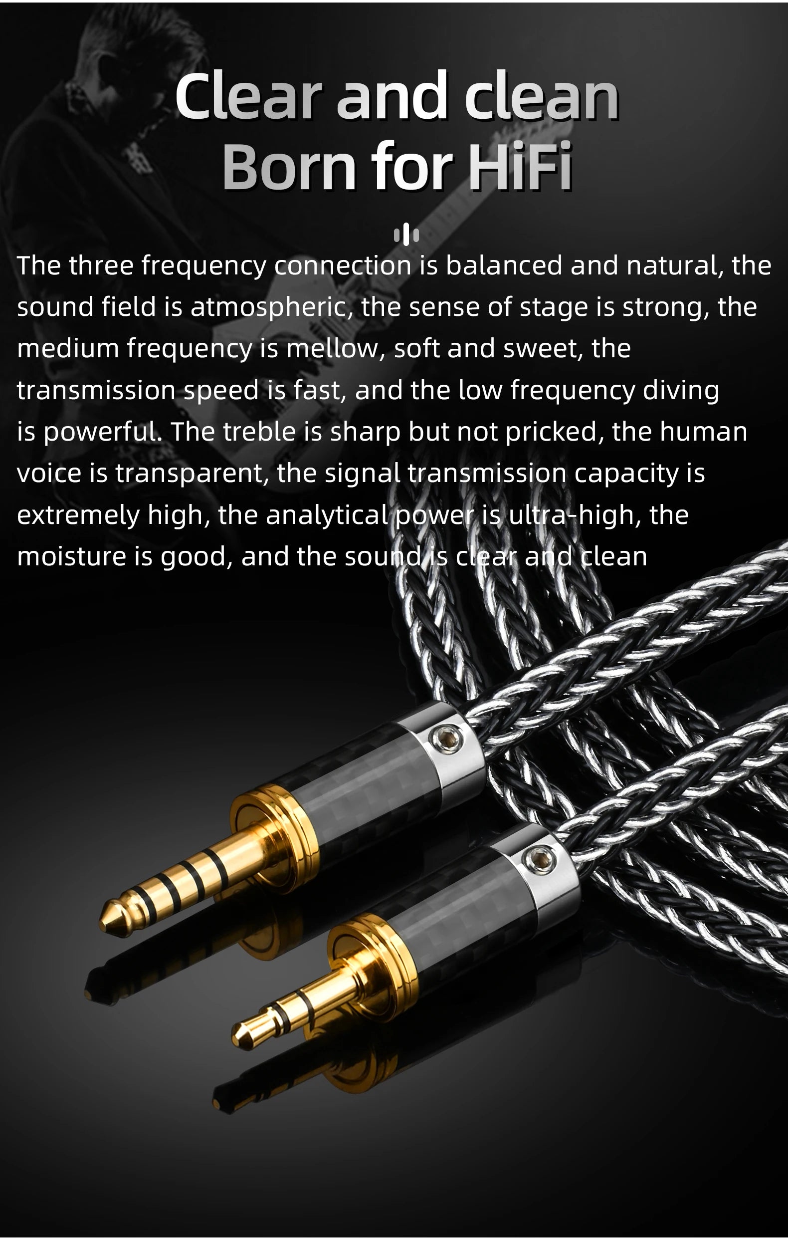 ATAUDIO HiFi 4.4mm to 3.5mm Audio Cable High Quality 16 Shares OCC Sliver Plated 4.4mm to 3.5mm Jack Balance Cable for Amplifier